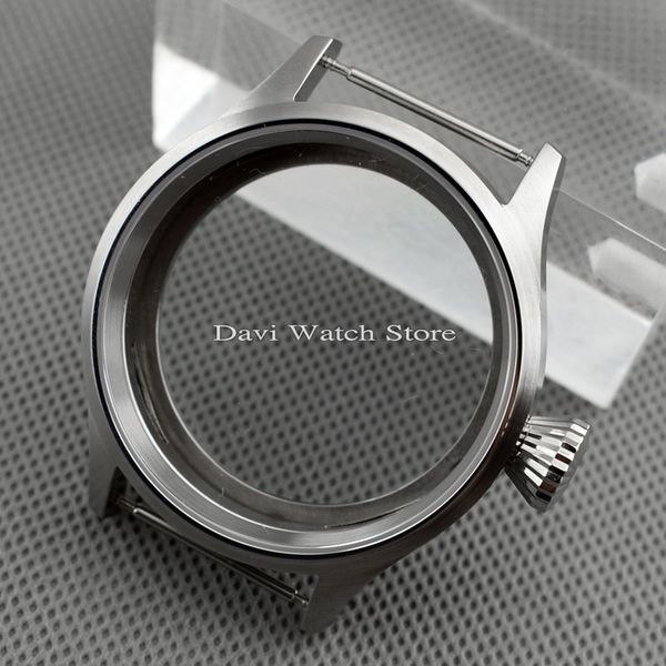 

brushed 43mm watch case fit st36 eta 6497 6498 movement, Slivery;brown