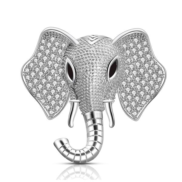 

pins, brooches 2021 rhinestone animal elephant for women simple design fashion jewelry wedding pin and brooch metal broches gift, Gray