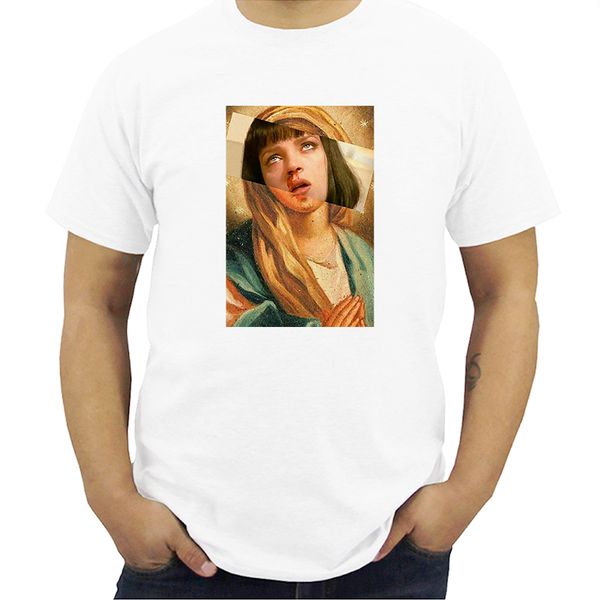

hip hop t shirt movie pulp fiction virgin mary shirt men shirt tees white streetwear modal summer casual t-shirt funny