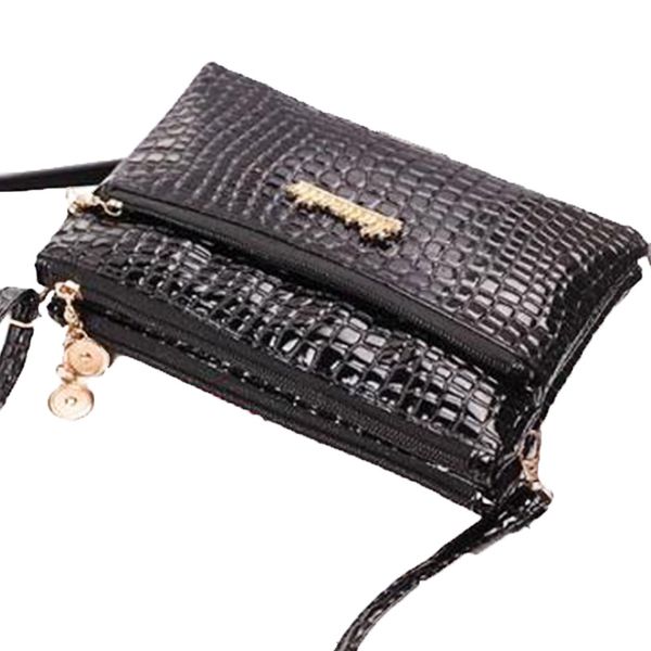 

new fashion shoulder bags women handbag crocodile pattern mobile phone purse solid zipper female crossbody bag messenger bags