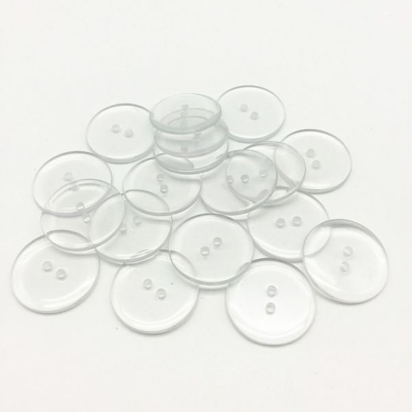 200 pcs 25mm resina transparente 2 buracos botões redondo acessórios de costura DIY artesanato embelezamento acessórios