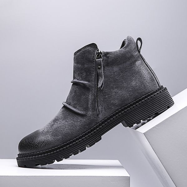 

39-46 men boots brand comfortable 2020 fashion boots leather #nxa01, Black