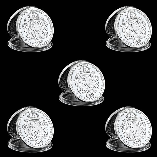 

5pcs scottsdale mint omnia paratus craft 1 troy oz silver plated coin collection with hard acrylic capsule