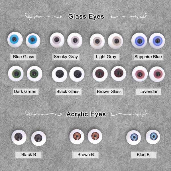 

doll bjd eyes craft glass acrylic safety animal toy eyeball 1/3 1/4 1/6 1/8 grey green blue 6 8 10 12 14 16 18mm bjd accessories, Silver