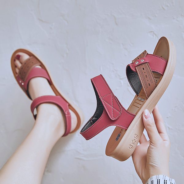 

sandals summer red women's luxury korean wedge arrivals fashion designer womens brand sandalias mujer 2021, Black