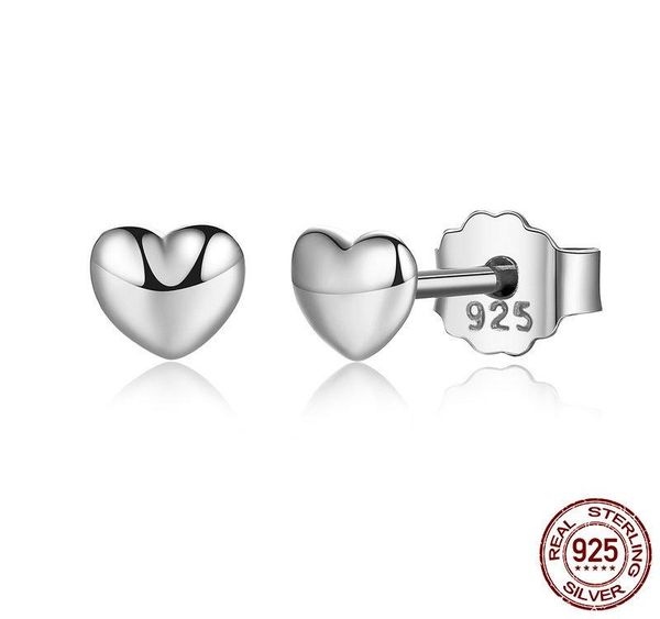 

wostu love heart small earrings 100% 925 sterling silver original zircon wedding stud earrings for women fashion jewelry002, Golden;silver