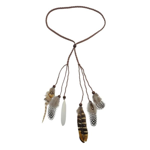 

gypsy hippie rope feather hair accessories tribal arm women ethnic african wood beaded headband armband & bracelet india jewelry, Golden;silver