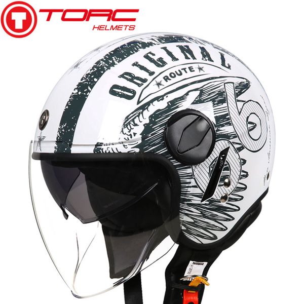 

torc t595 motorcycle helmet retro personalized jet open face helmet motorbike double visor capacete moto dot