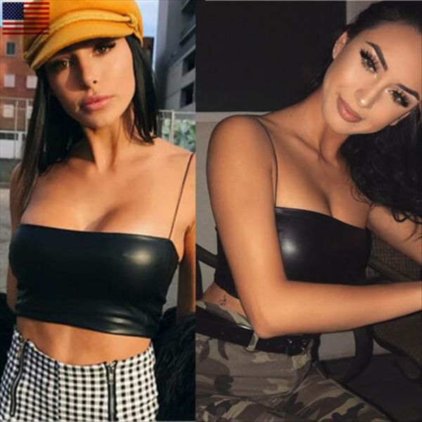 

майка sexy топы женщина короткие топы жилет кожа плечо холтер блузка вверх, White