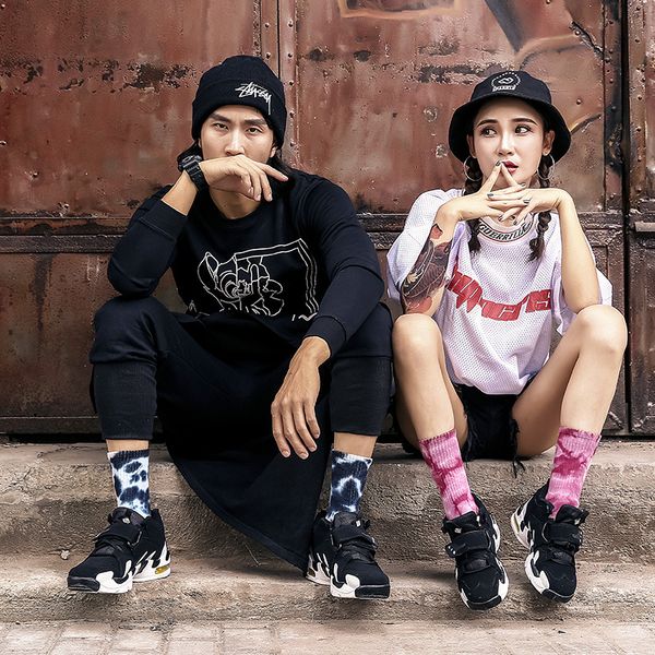 

socks & hosiery women breathable sports tie-dye print cotton slipers comfortable ankle, Black;white