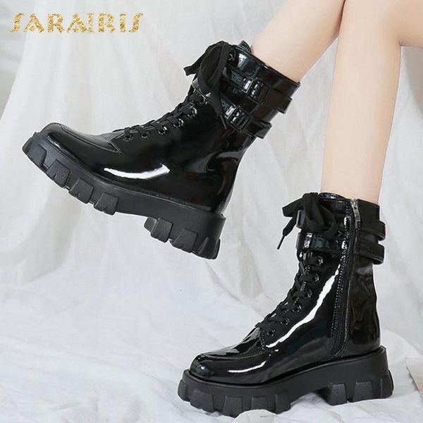 

sarairis fashion new ins dropship boots woman shoes zip up platform comfortable cross-tied concise fashion shoes ladies boots, Black