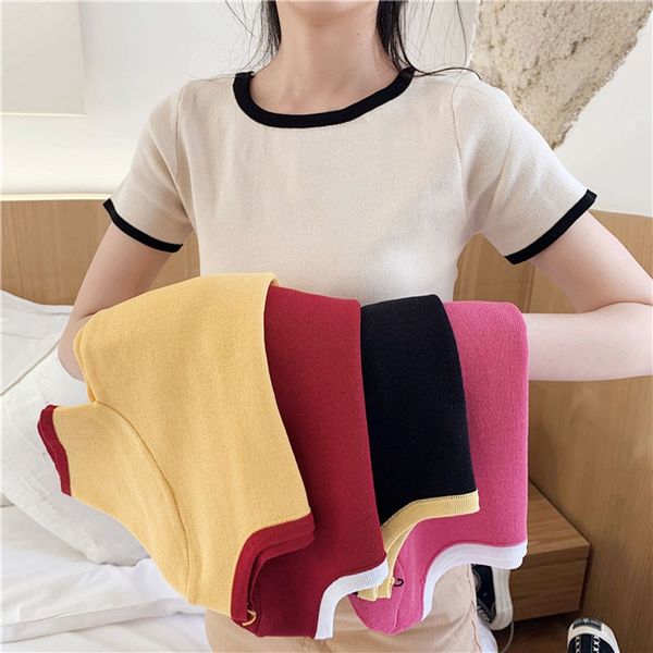 

women & tees summer o-neck knitted basic t-shirt knitted female casual women's clothing hot, White
