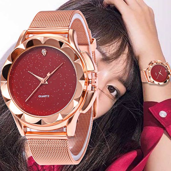 

wj-7743 fashion starry sky quartz mesh with magnetic buckle ladies watch women watch dress party decoration gifts, Slivery;brown