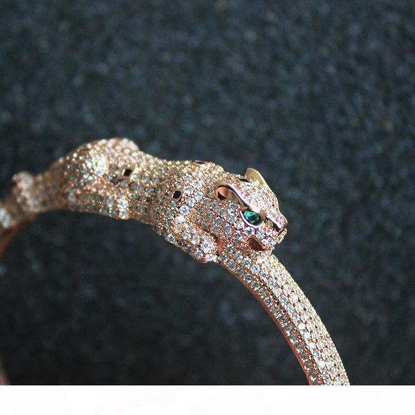 

leopard head bracelet women animal diamond bangles charms party fine jewelry, Black