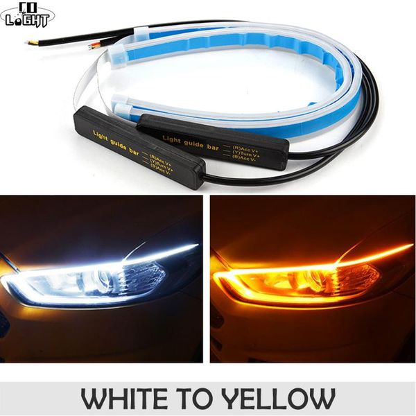 

co light led drl 30 45 60см дневного света гибкая мягкая трубка руководство led автомобилей газа белый сигнал поворота желтый водонепроницае