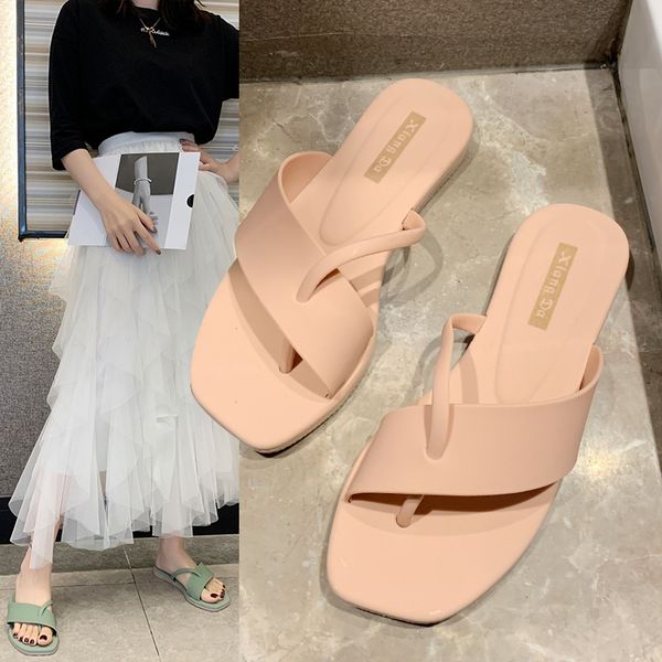 

women shoes pvc women slippers woman slippers flat beach shoes anti-slip flip-flops zapatos de mujer femme pantoufles size 36-40, Black