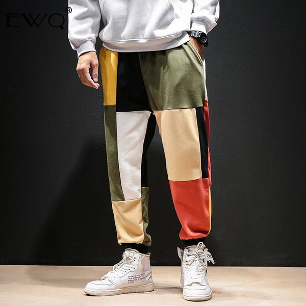 

ewq / patchwork color harem pants men 2020 mens streetwear casual joggers pants male spring vintage cotton sweatpants tide 9a379, Black