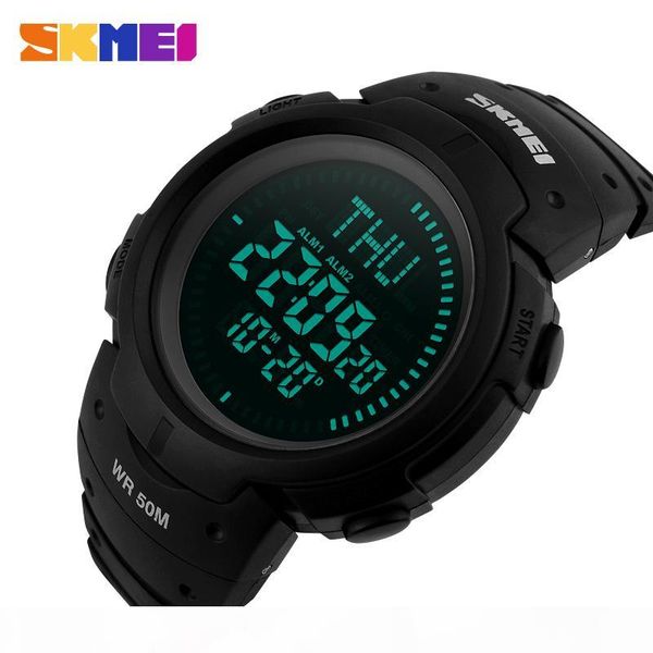 

skmei outdoor men compass sports watches hiking led electronic digital watch man chronograph wristwatches relogio masculino, Slivery;brown