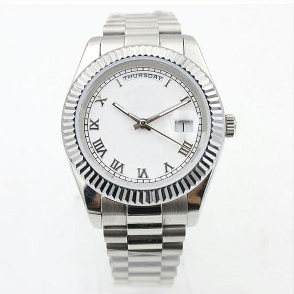 

wholesale watch day date mechanical glide smooth 40mm mens royal oaks watch stainless steel bezel strap wristwatches, Slivery;brown