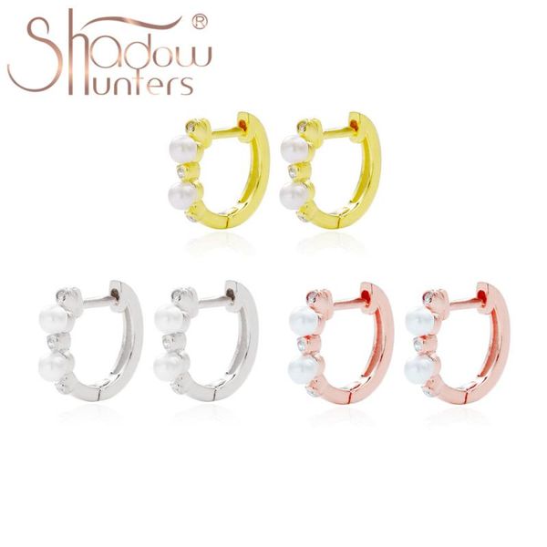 

shadowhunters 925 sterling silver romantic pearl hoop earrings for women fine tiny earrings trendy 2020 accessories piercing, Golden;silver