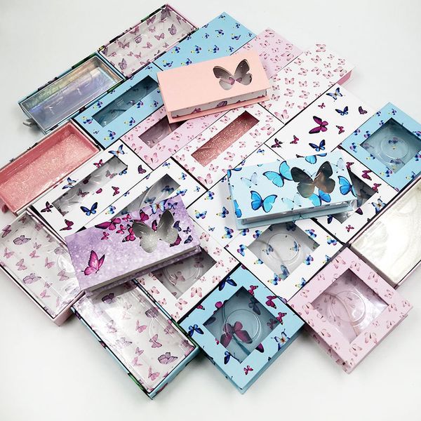 

new butterfly mink eyelash box false eyelashes packaging 25mm mink eyelashes box empty lash case custom logo eyelash box gift case