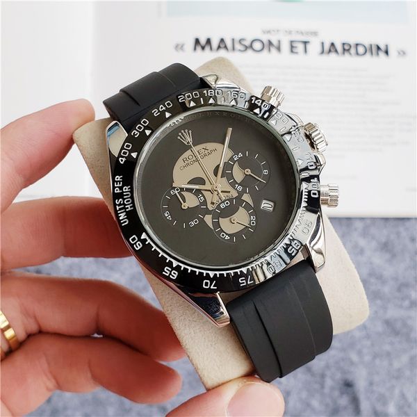

04 all subdials work mens watches stainless steel quartz gmt wristwatches satch luxury watch, Black