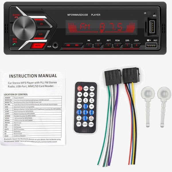 

car audio 12v mp3 player bluetooth hands-fm radio colorful light machine modification central control
