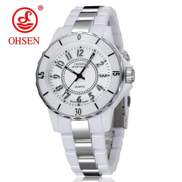 

ohsen watch women luxury fashion casual 30m waterproof quartz watches plastic+alloy strap sports ladies elegant wrist watch girl, Slivery;brown