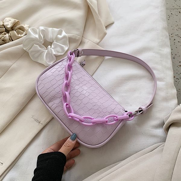 

small stone pattern pu leather crossbody bags for women 2020 shoulder handbags female travel acrylic chain armpit bag #qa0002