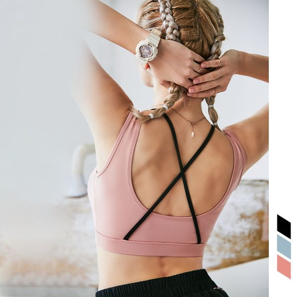 

русалка кривой крест лямки темный цвет контраст фитнес бюстгальтер передняя u форма gathering груди йога бюстгальтер высокой интенсивности р, White;black