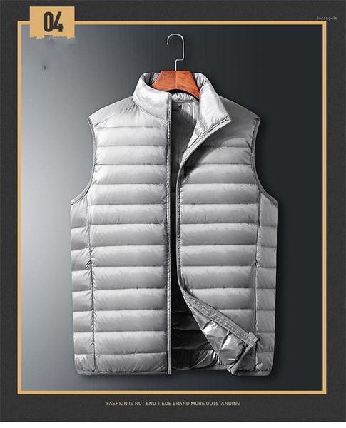 

fashion sleeveless slim solid color coat winter casual warm zipper parkas luxury mens down, Black