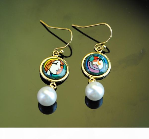 

woman before a mirror series drop earrings 18k gold-plated enamel earring for woman good pearl earrings for a gift designer jewelry, Silver