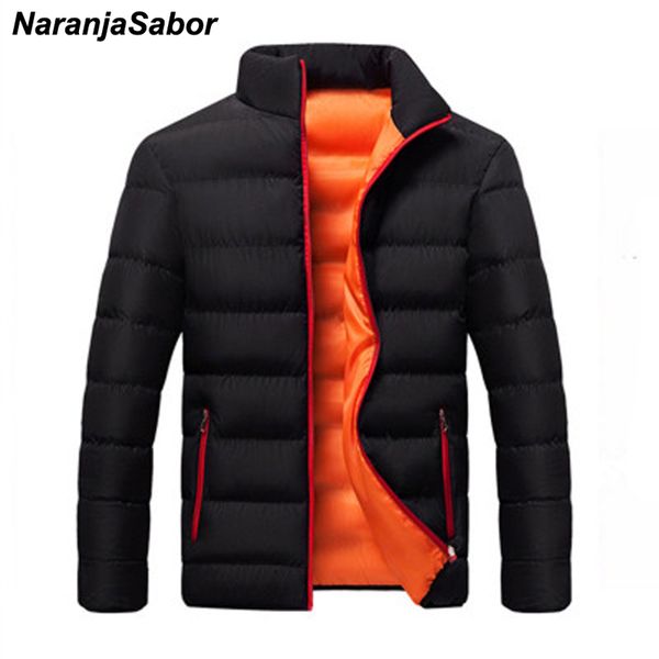 

naranjasabor 2020 winter men's parka coat new warm thick jacket men fashion solid color overwear male casual brand clothing n616, Black