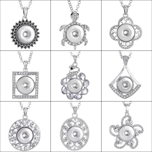 

2020 new snap jewelry crystal flower star pendant snap necklace fit 18mm button necklace women pendant, Silver