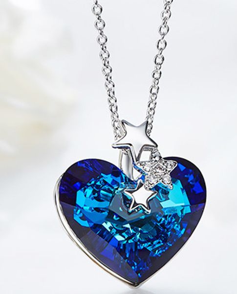 

yvv01 full gem star pendant necklace valentine eye zircon item round female, Silver