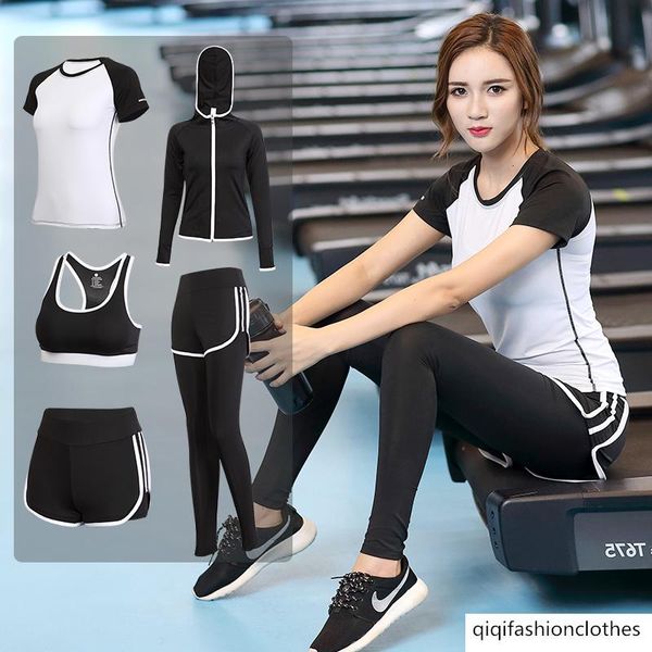 

2020 season yoga clothing sports suit female gym slim running coat loose leisure, White;red