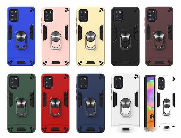 

hybrid 360 car holder magnet shockproof hard pc+tpu+finger ring bracket cover case for samsung galaxy m31 a21s a11 a21 a31 a41 a70e