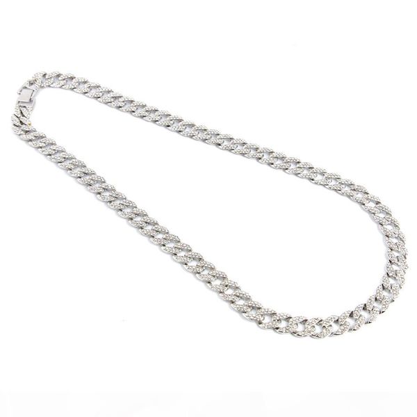 

iced out bling rhinestone crystal finish miami cuban link chain men's hip hop necklace jewelry 20, 24, 30 ,36 inch, Silver