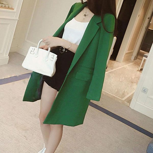 

women's suits & blazers hirigin autumn plus size women office lady fashion elegant single one button slim long blazer jacket, White;black
