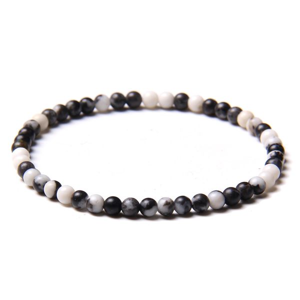 

fashion 4mm round natural stone bead bracelet trendy lapis lazuli zebra sodalite stone beads bracelet for women men jewelry gift, Black