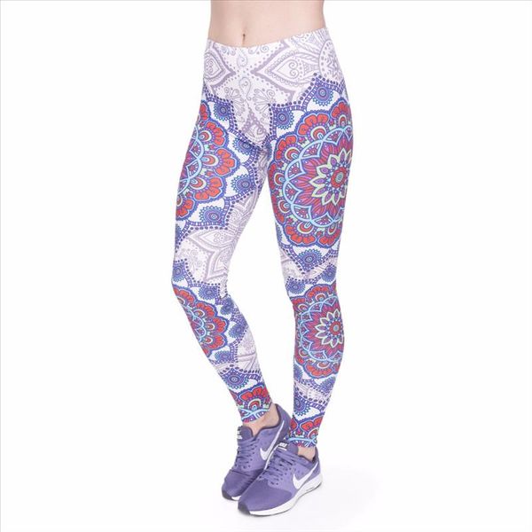 

fitness legging elegant red mandala printing fashion bottoms high waist leggings women pants drop shipping, Black
