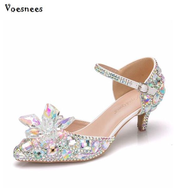 

wedding shoes crystal silver pointed toe music concert banquet female shoe sandals personalized gift princess lady pumps size 42, Black