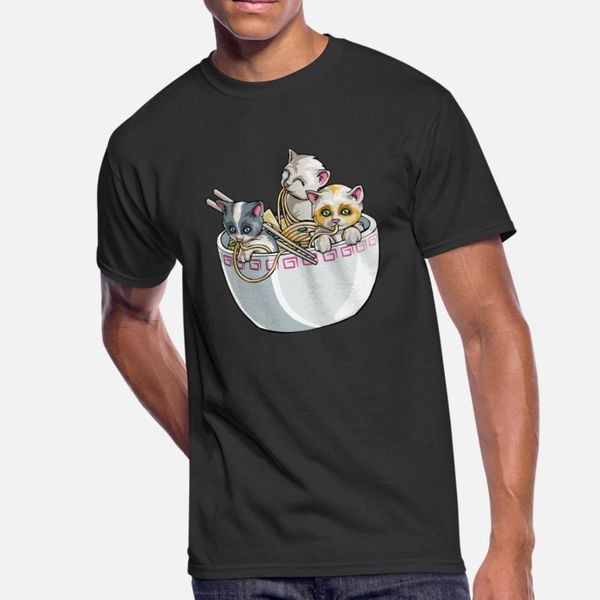 

cat ramen noodles t shirt men fitness cotton s-xxxl family fitness casual spring kawaii shirt