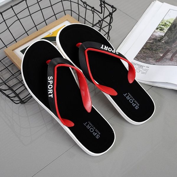 

mazefeng summer korean big size tide slippers men non-slip cool flip-flops breathable thick-soled sandals slippers toe sandals, Black