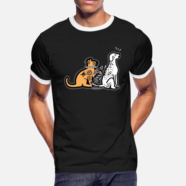 

tattoo cat inked dalmatian cartoon funny animals t shirt men personalized short sleeve size s-3xl novelty graphic breathable summer shirt