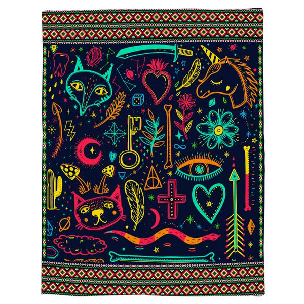 

geometric ethnic graffiti tribe printed flannel blanket soft throw blanket machine washable blankets for beds