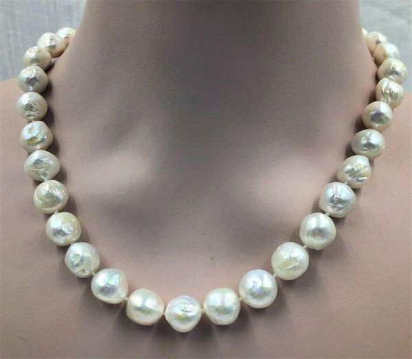 

chains 12-14mm white baroque south sea pearl necklace, Silver