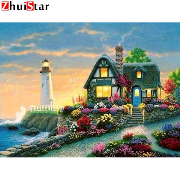 Icona ricamo diamante 3D casa giardino pittura diamante kit punto croce motivo mosaico strass quadrati pasta trapano XY1