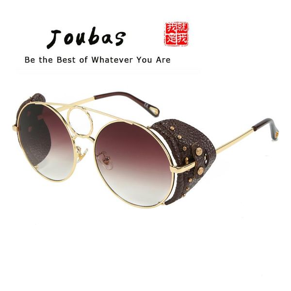 

joubas punk sunglasses men/women 2020 round steampunk sun glasses vintage pu leather eyewear luxury festival designer shades 147, White;black