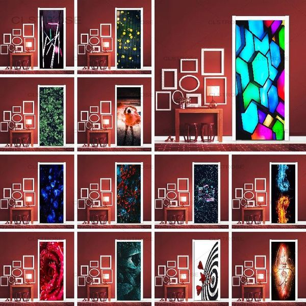 

door sticker pvc waterproof self adhesive abstract style wallpaper modern diy poster living room kitchen door sticker home deco